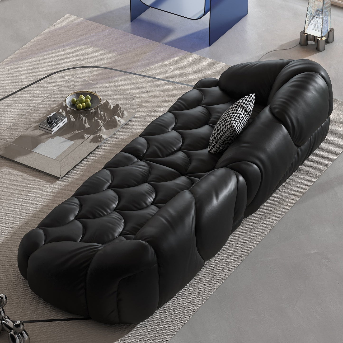 104.3 Leather Upholstered Sofa - 104.3 x 45.3