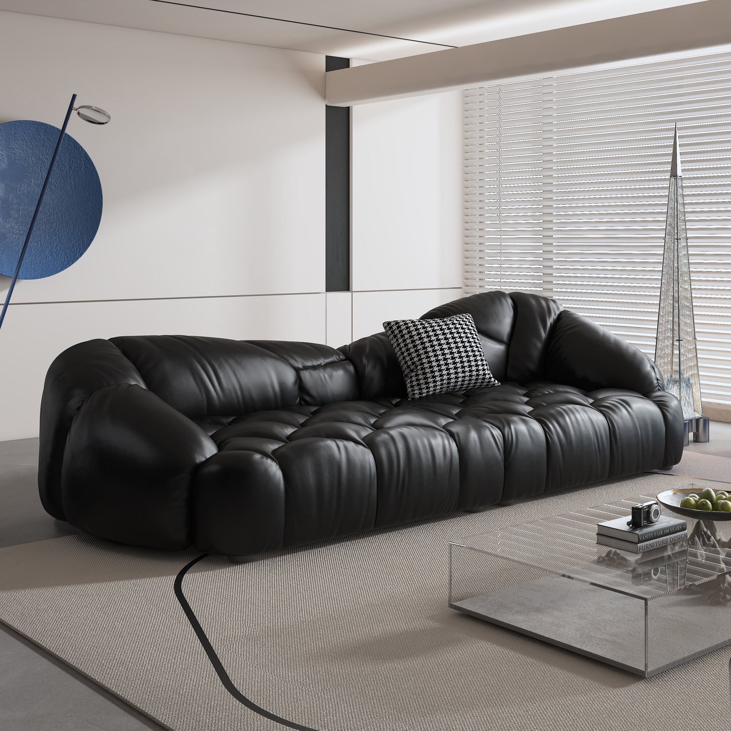 104.3 Leather Upholstered Sofa - 104.3 x 45.3