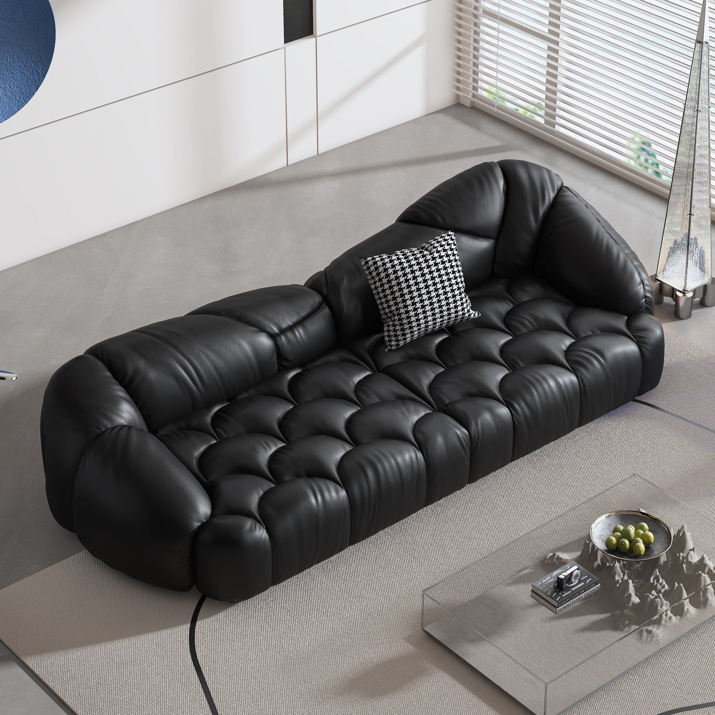 104.3 Leather Upholstered Sofa - 104.3 x 45.3