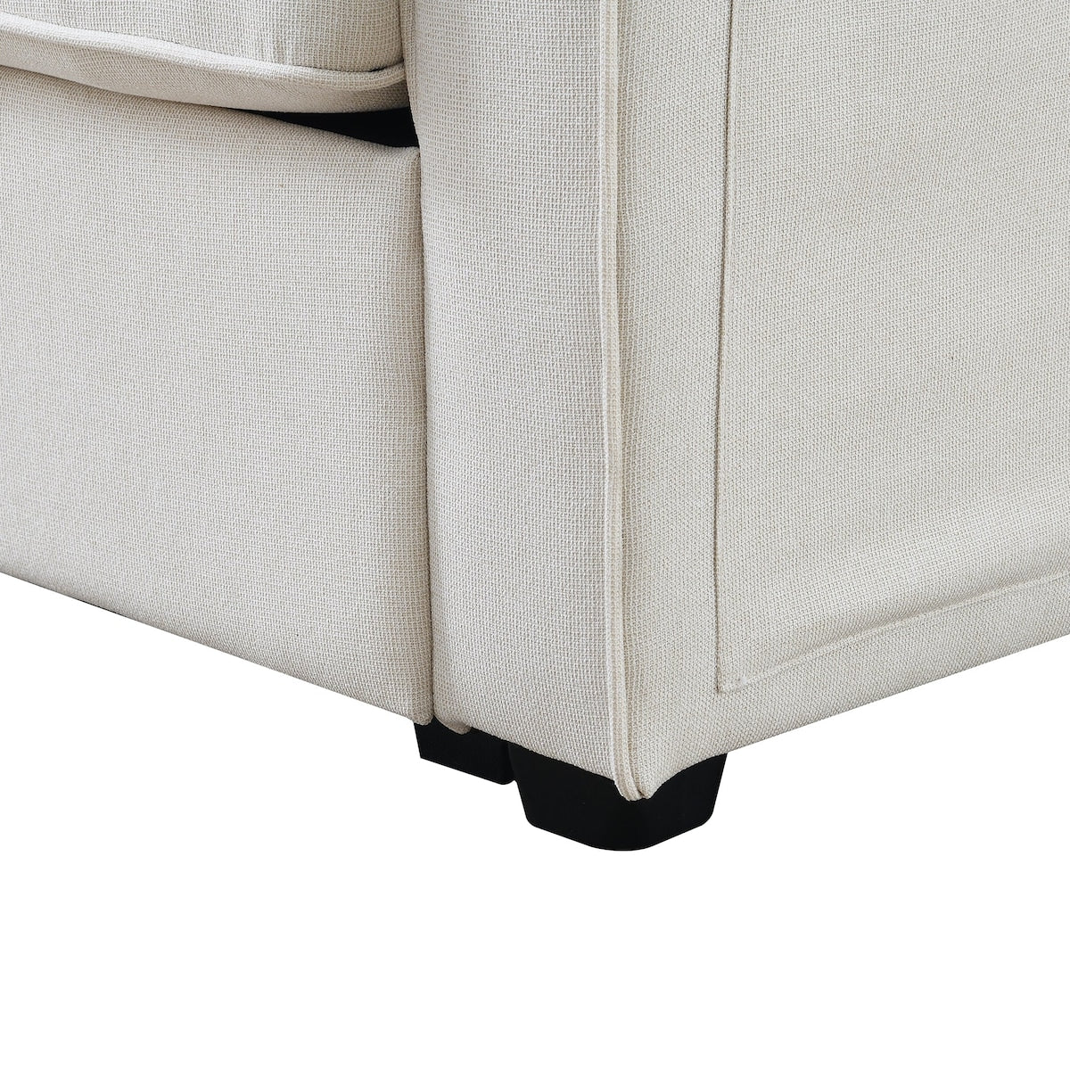104 4-Seater Modern Linen Fabric Sofa with Armrest Pockets and 4 Pillows