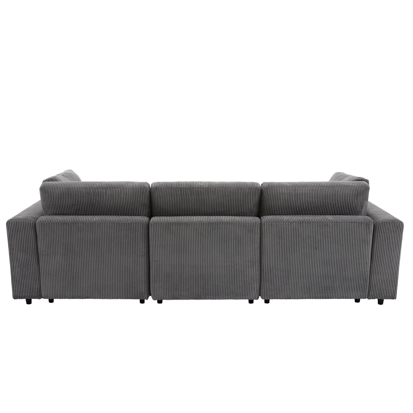 105 Corduroy Upholstered 3-seater Sofa with Removable Back Cushions and 5 Pillows for Living Room
