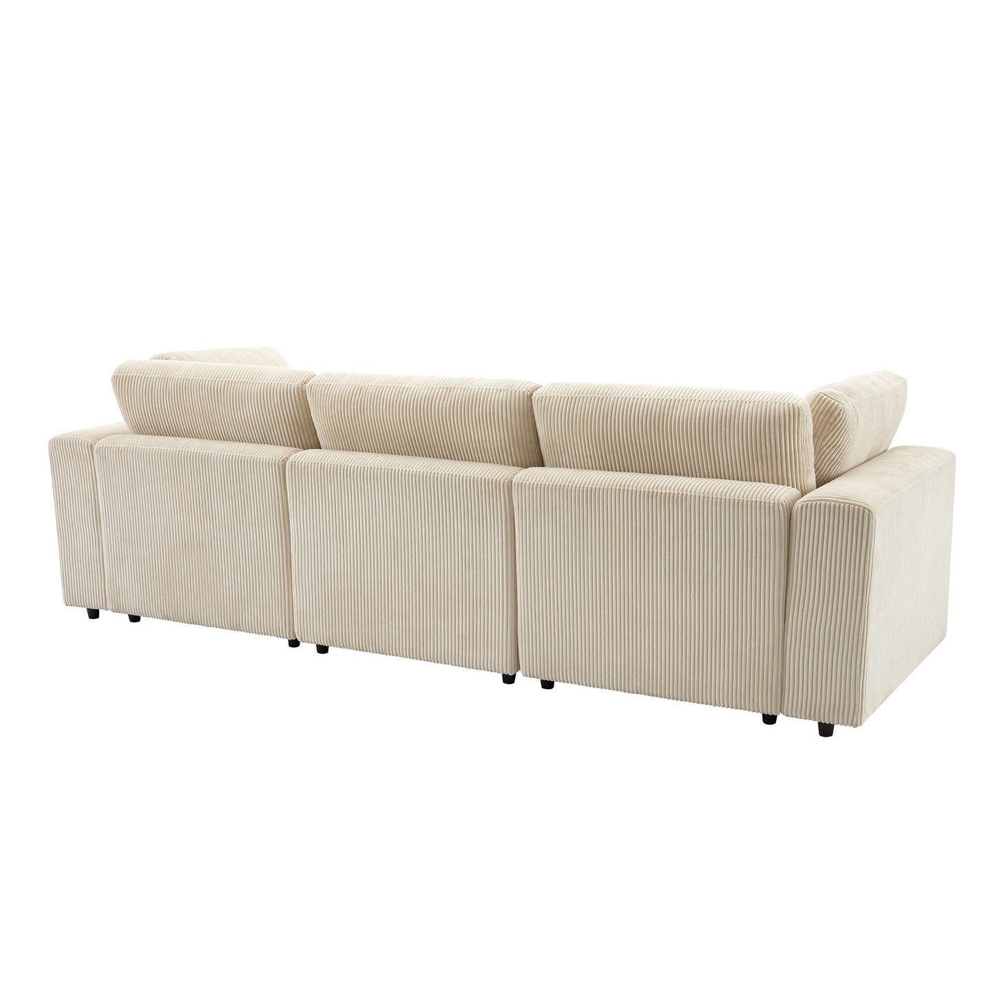 105 Corduroy Upholstered 3-seater Sofa with Removable Back Cushions and 5 Pillows for Living Room