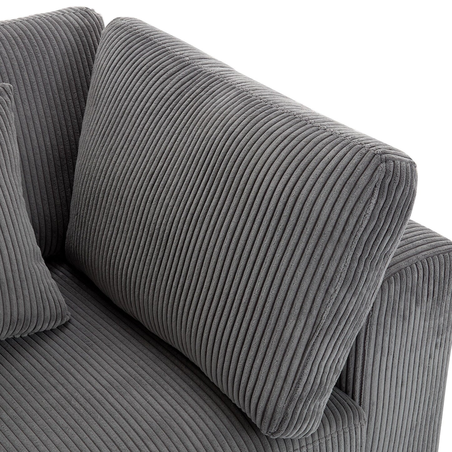 105 Corduroy Upholstered 3-seater Sofa with Removable Back Cushions and 5 Pillows for Living Room