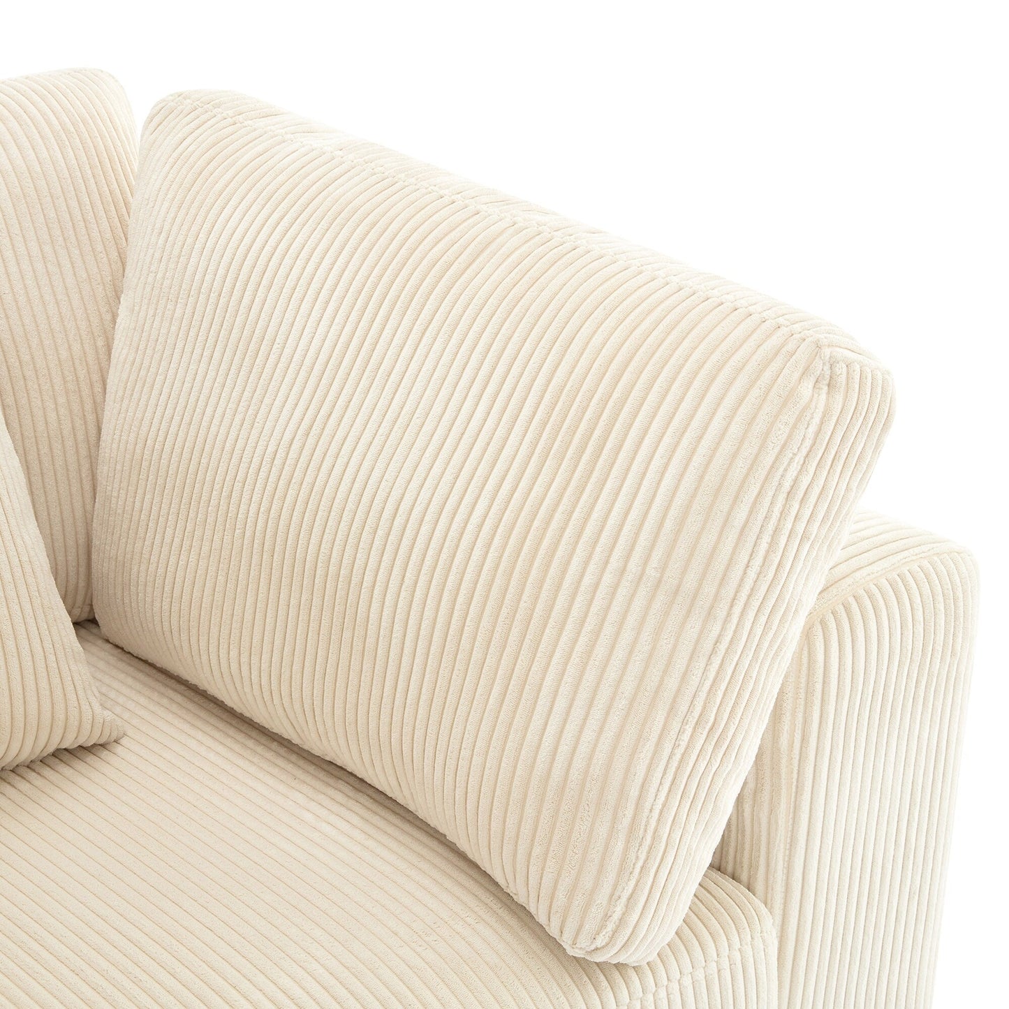 105 Corduroy Upholstered 3-seater Sofa with Removable Back Cushions and 5 Pillows for Living Room