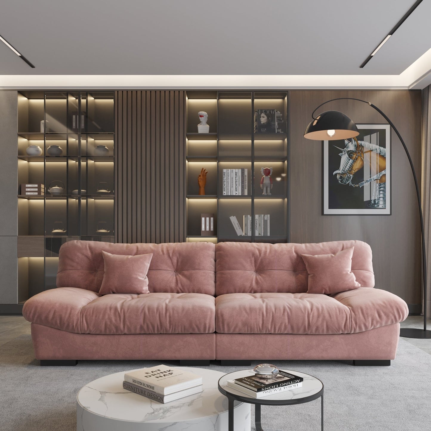105'' Minimalism Cloud Sofa Loveseat with Two Pillow