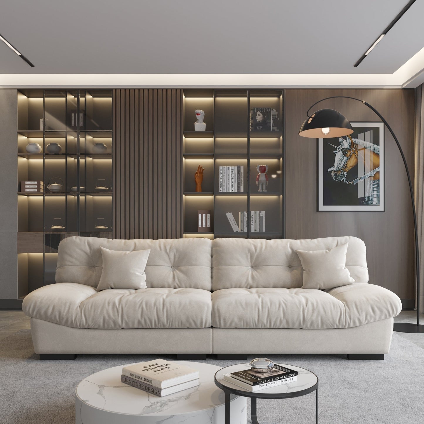 105'' Minimalism Cloud Sofa Loveseat with Two Pillow