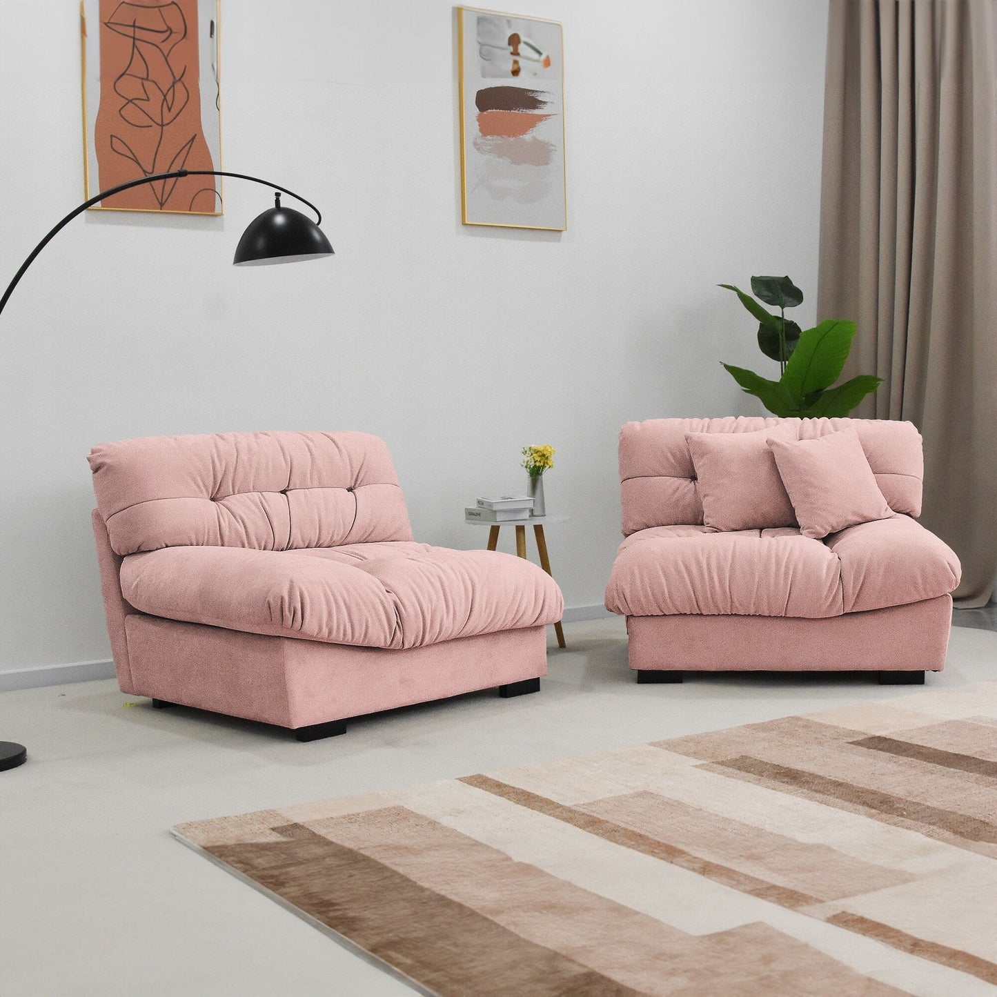 105'' Minimalism Cloud Sofa Loveseat with Two Pillow