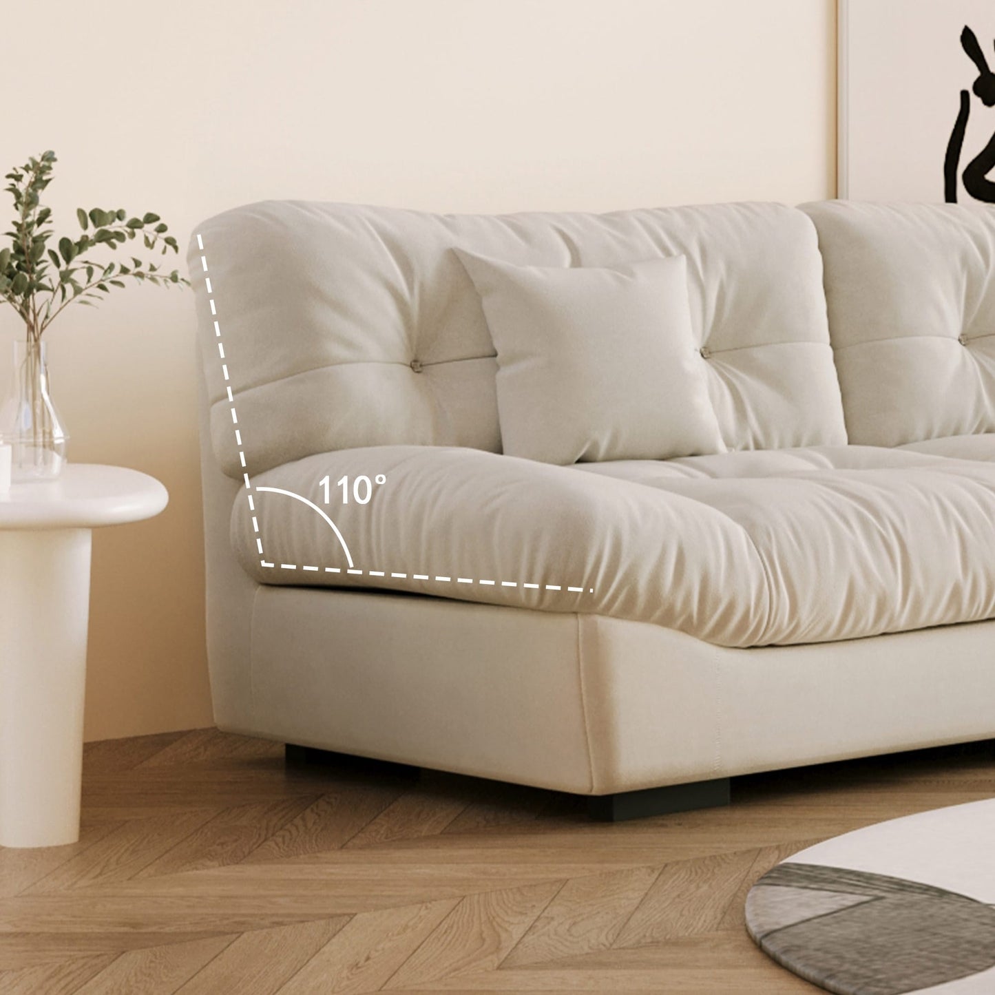 105'' Minimalism Cloud Sofa Loveseat with Two Pillow