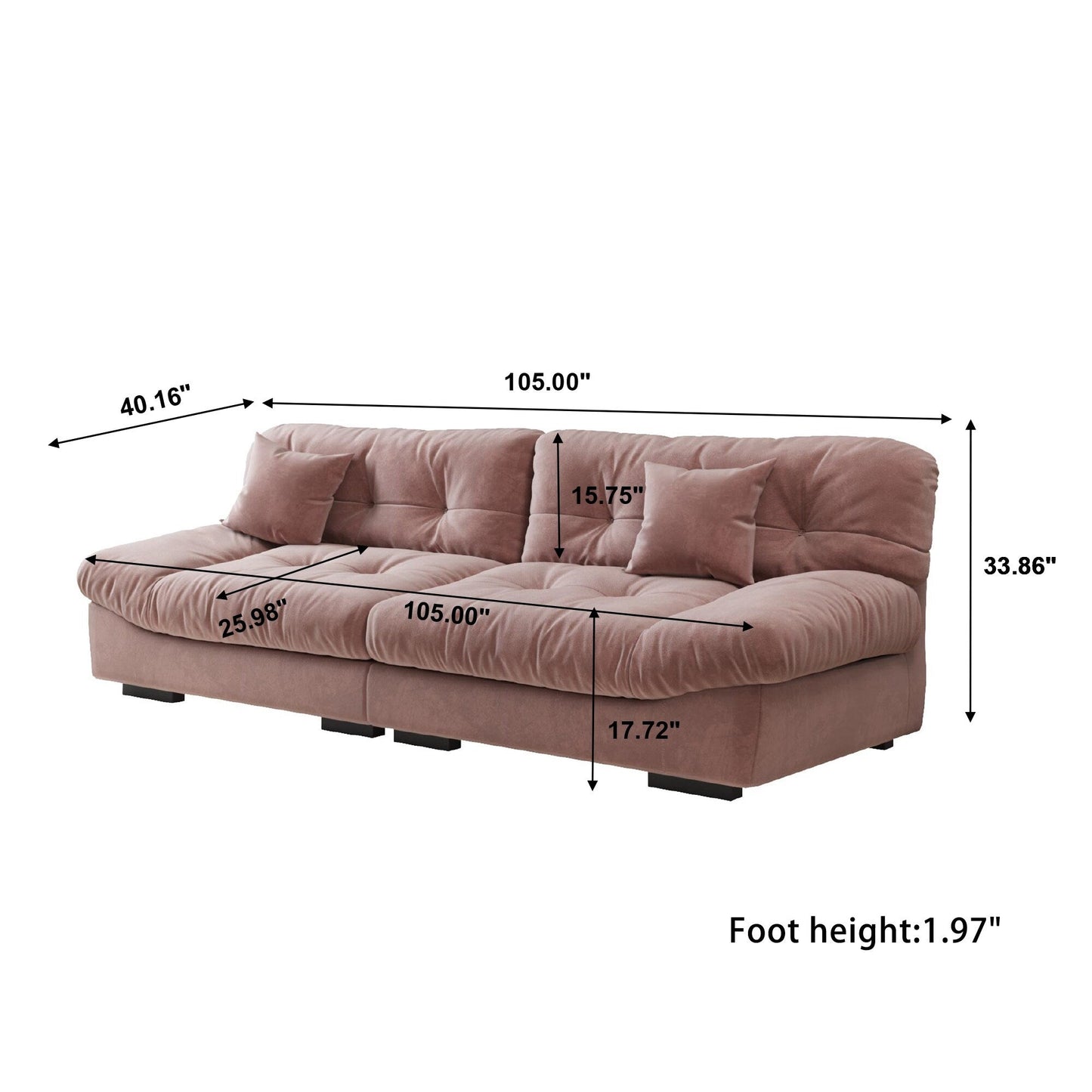 105'' Minimalism Cloud Sofa Loveseat with Two Pillow