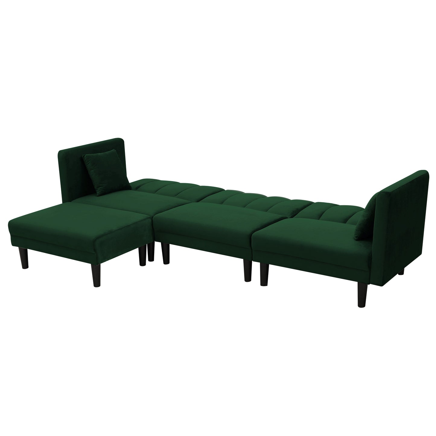 106.7 Wendesofa aus Samt mit umwandelbarem Schlafsofa, verstellbarer Chaiselongue und 2 Kissen