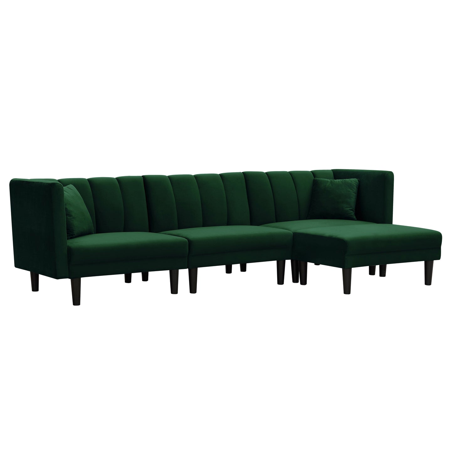 106.7 Wendesofa aus Samt mit umwandelbarem Schlafsofa, verstellbarer Chaiselongue und 2 Kissen