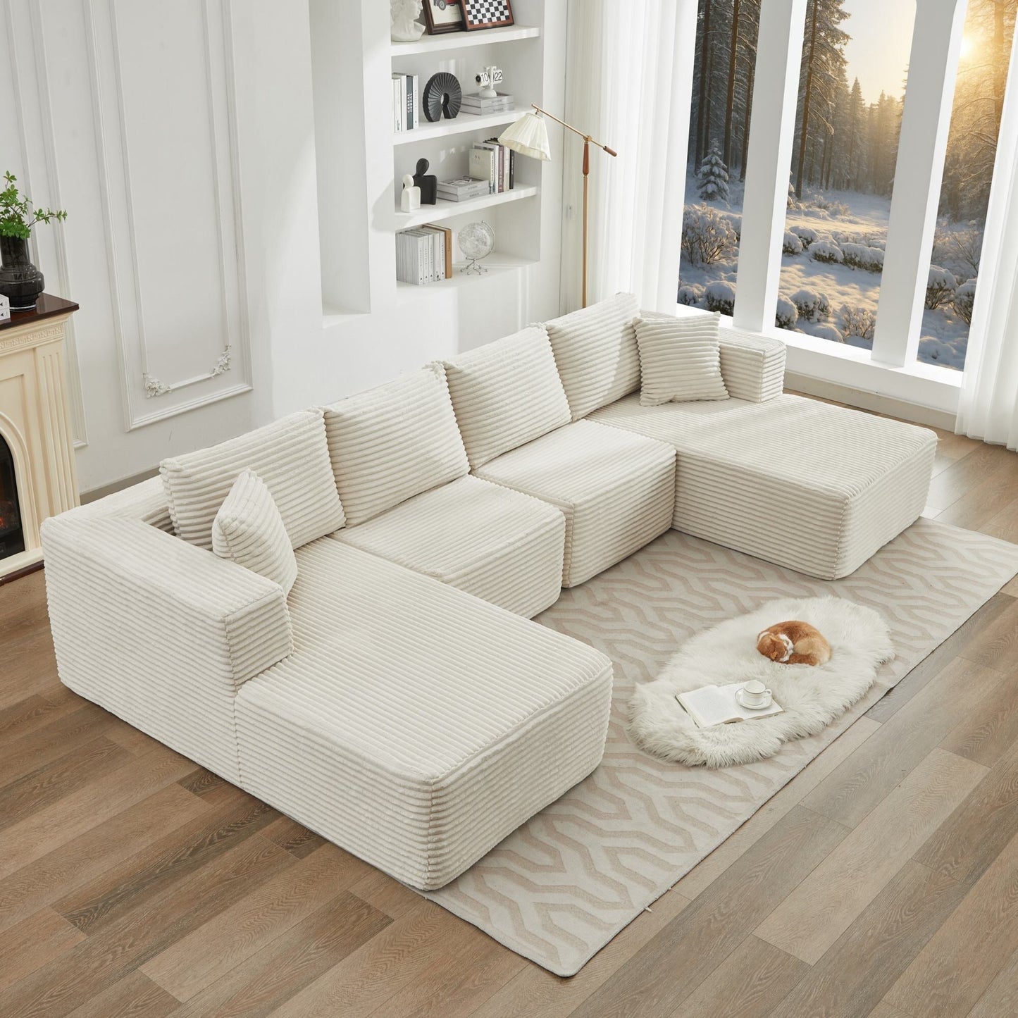 106 Cloud Sectional Couch Double Chaise Lounges,Deep Seat Modern Modular Sofa For Living Room,No Assembly Required
