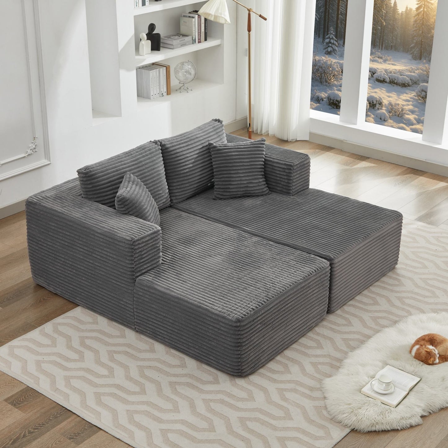 106 Cloud Sectional Couch Double Chaise Lounges,Deep Seat Modern Modular Sofa For Living Room,No Assembly Required