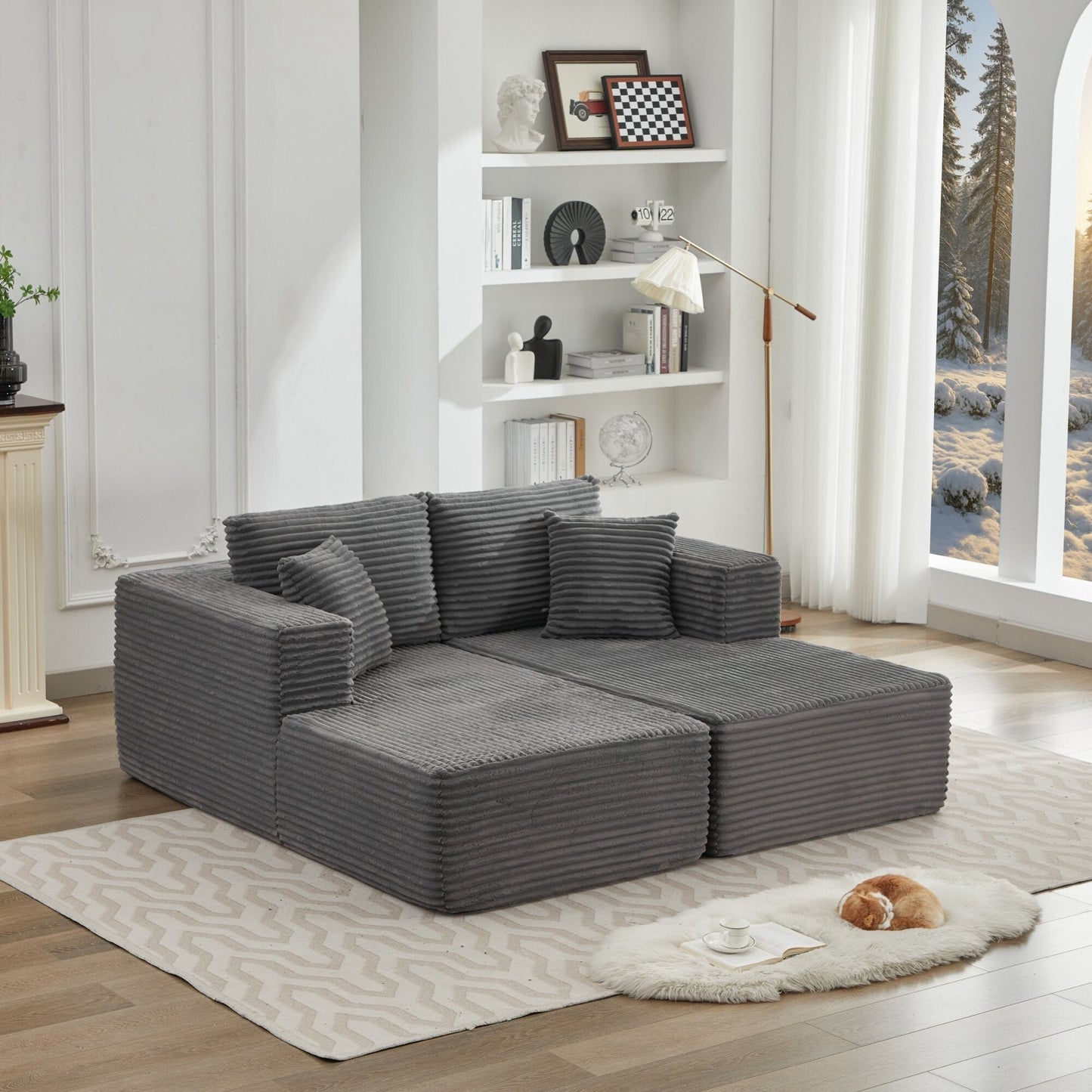 106 Cloud Sectional Couch Double Chaise Lounges,Deep Seat Modern Modular Sofa For Living Room,No Assembly Required
