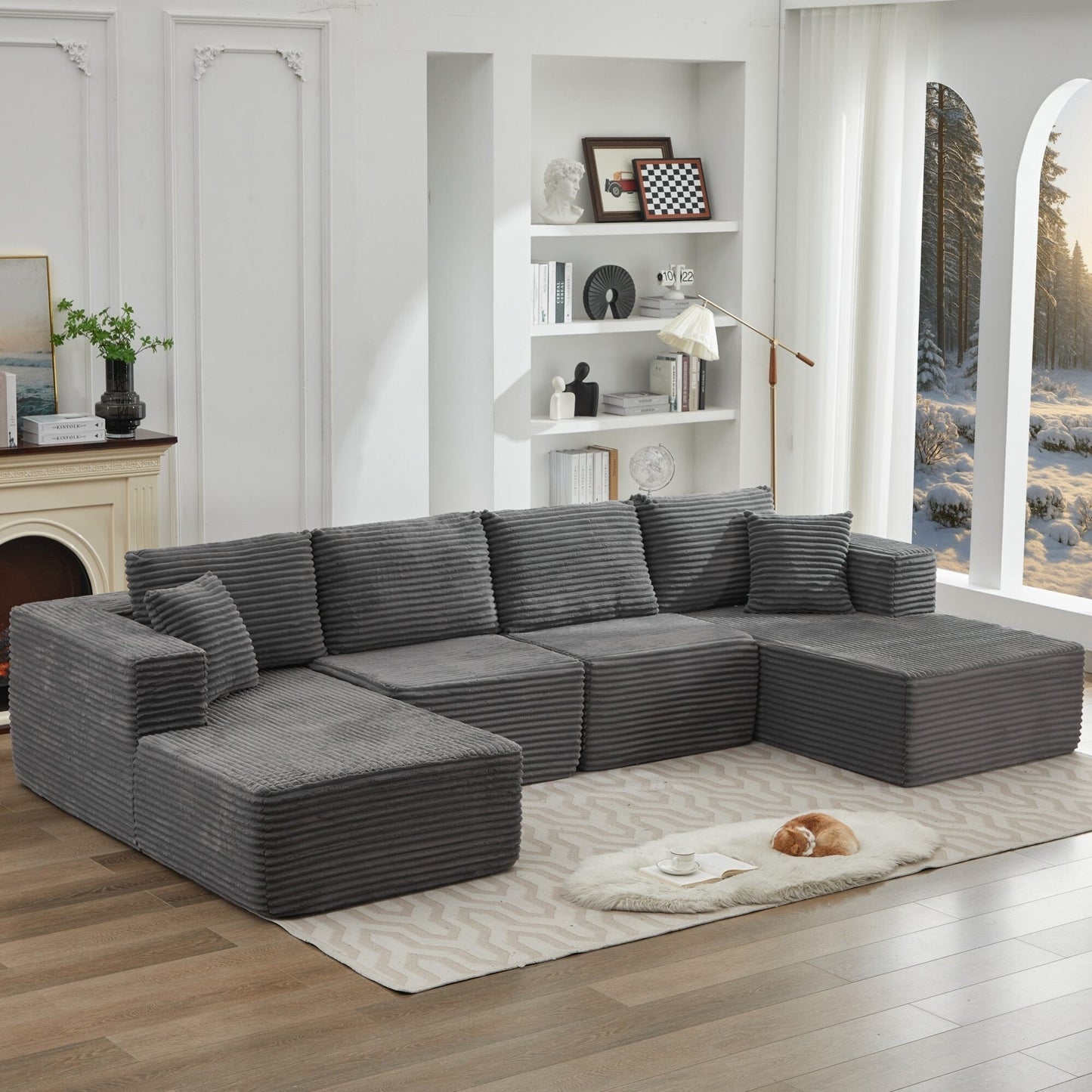 106 Cloud Sectional Couch Double Chaise Lounges,Deep Seat Modern Modular Sofa For Living Room,No Assembly Required