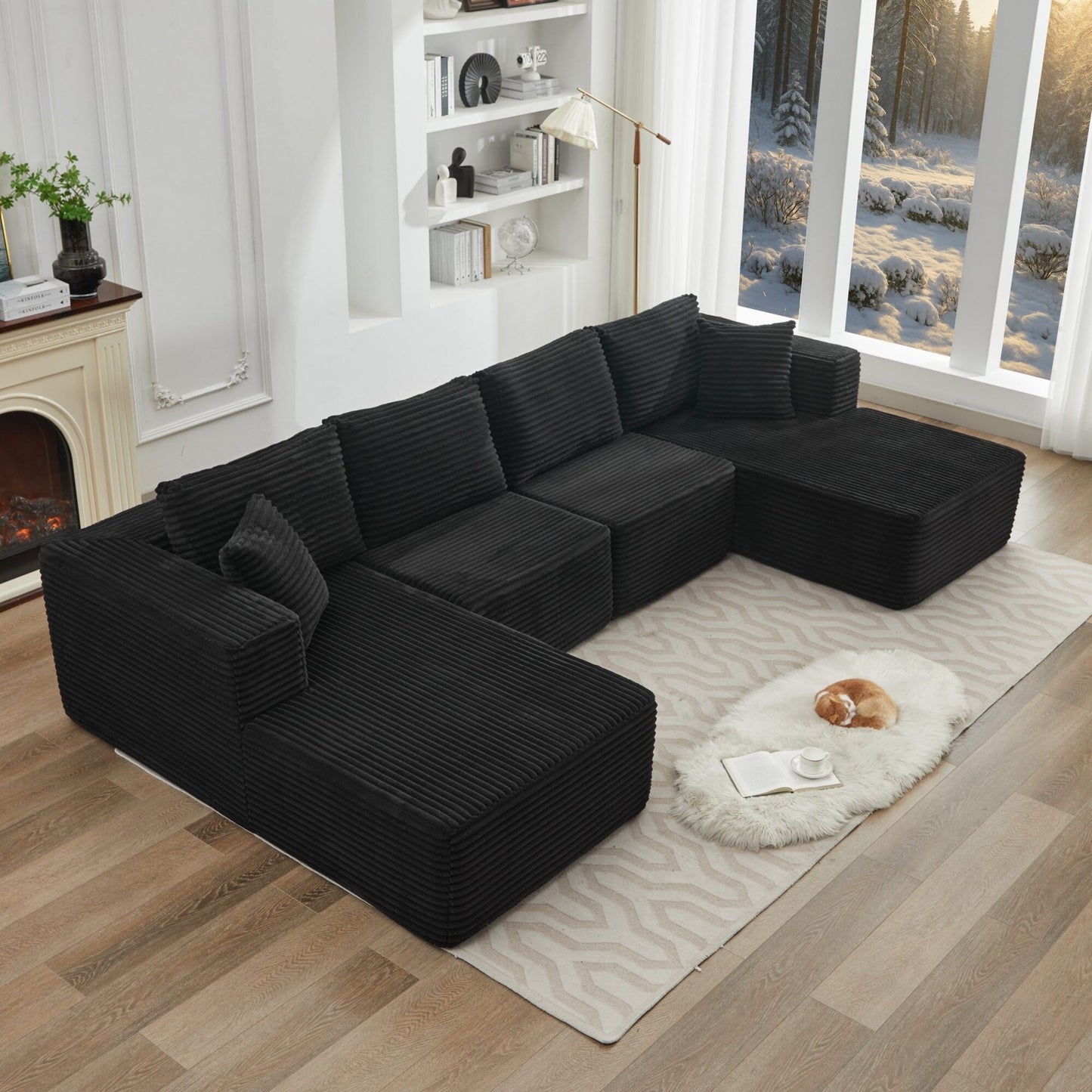 106 Cloud Sectional Couch Double Chaise Lounges,Deep Seat Modern Modular Sofa For Living Room,No Assembly Required