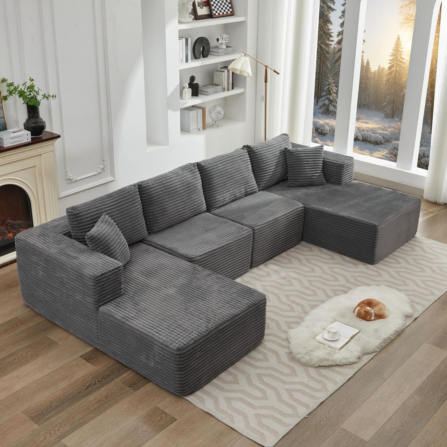 106 Cloud Sectional Couch Double Chaise Lounges,Deep Seat Modern Modular Sofa For Living Room,No Assembly Required