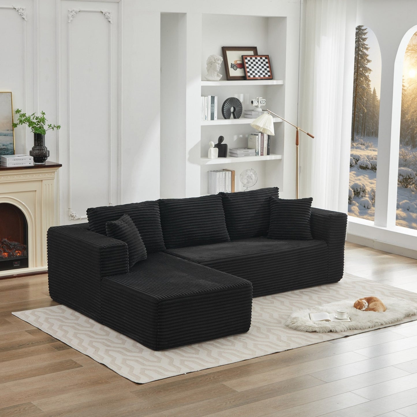 106 Cloud Sectional Couch L-Shape With Left Facing Chaise,Deep Seat Modern Modular Sofa For Living Room,No Assembly Required