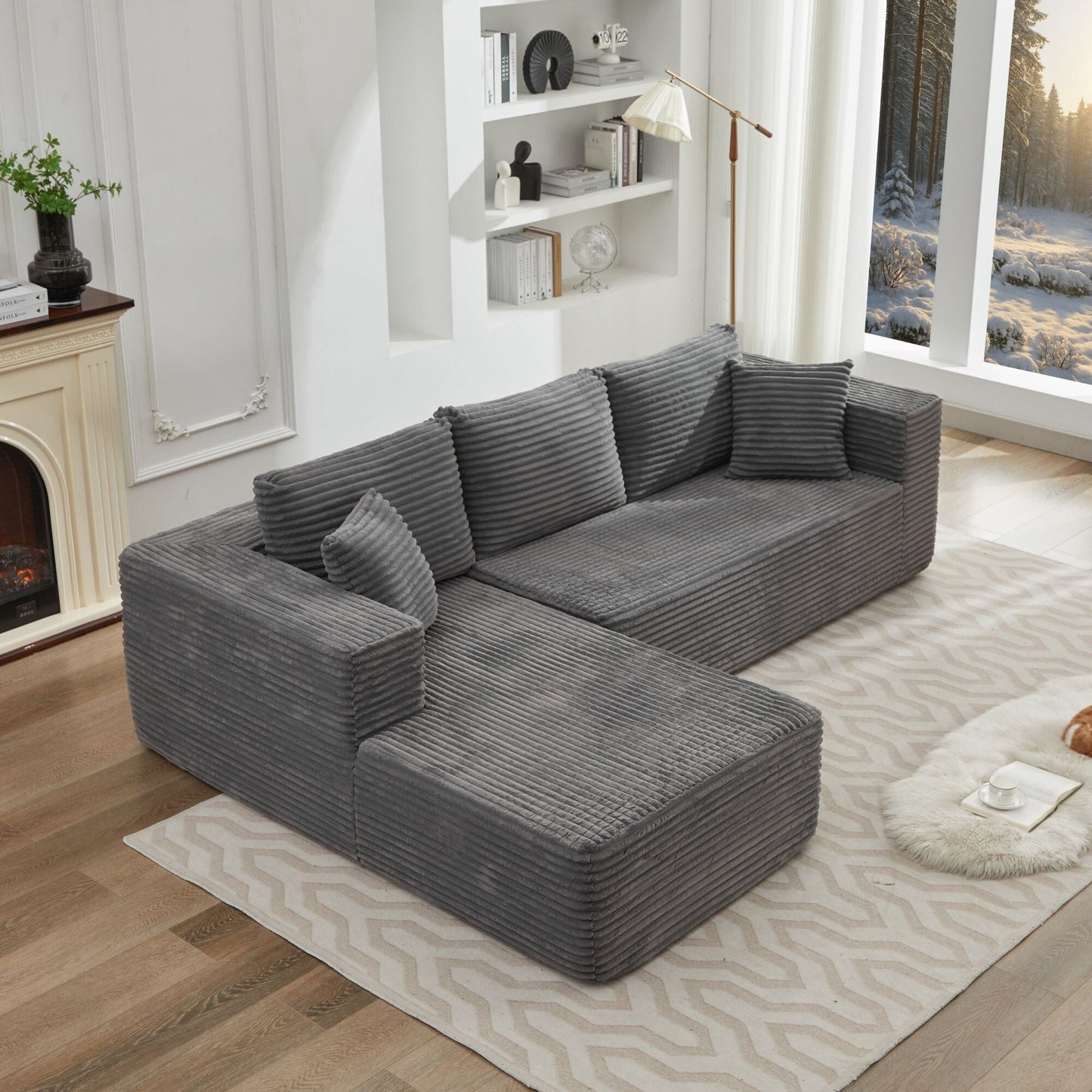 106 Cloud Sectional Couch L-Shape With Left Facing Chaise,Deep Seat Modern Modular Sofa For Living Room,No Assembly Required