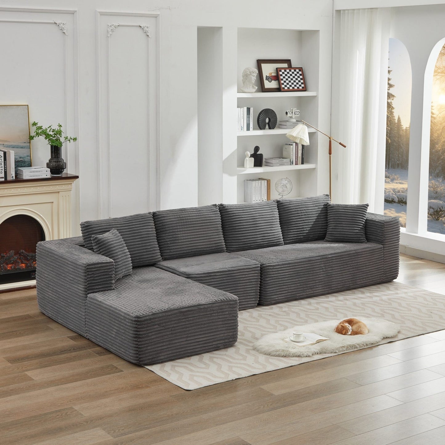 106 Cloud Sectional Couch L-Shape With Left Facing Chaise,Deep Seat Modern Modular Sofa For Living Room,No Assembly Required