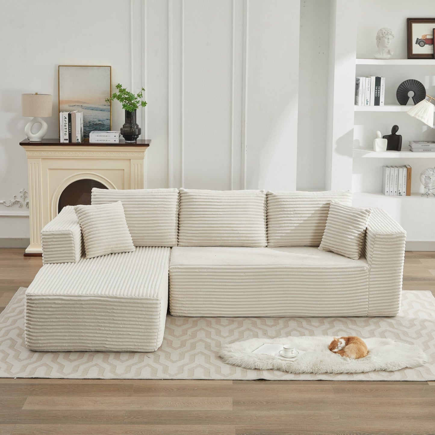 106 Cloud Sectional Couch L-Shape With Left Facing Chaise,Deep Seat Modern Modular Sofa For Living Room,No Assembly Required