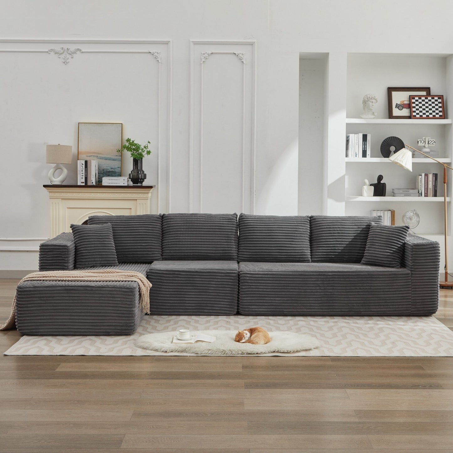 106 Cloud Sectional Couch L-Shape With Left Facing Chaise,Deep Seat Modern Modular Sofa For Living Room,No Assembly Required