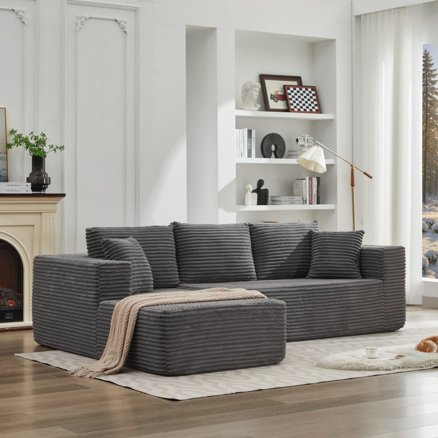 106 Cloud Sectional Couch L-Shape With Left Facing Chaise,Deep Seat Modern Modular Sofa For Living Room,No Assembly Required
