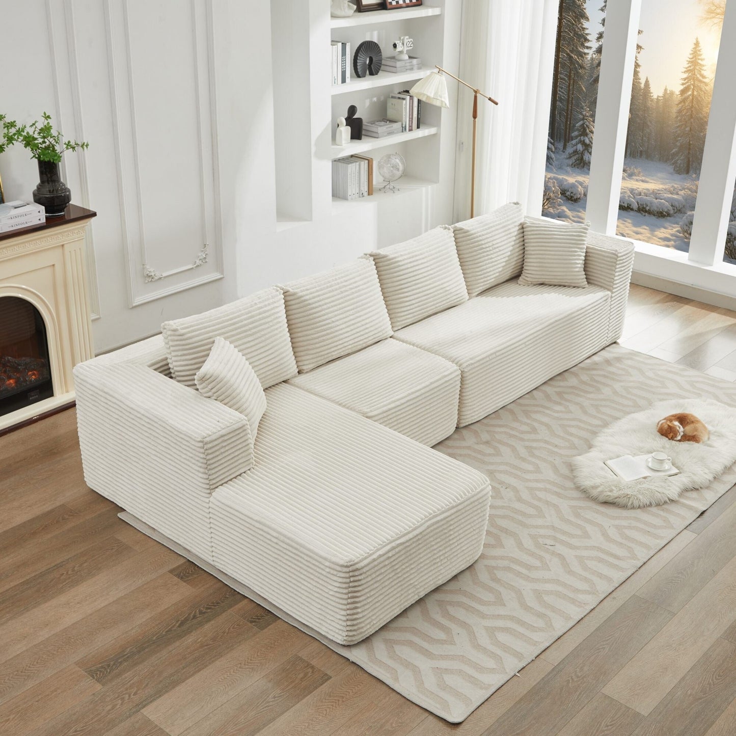 106 Cloud Sectional Couch L-Shape With Left Facing Chaise,Deep Seat Modern Modular Sofa For Living Room,No Assembly Required