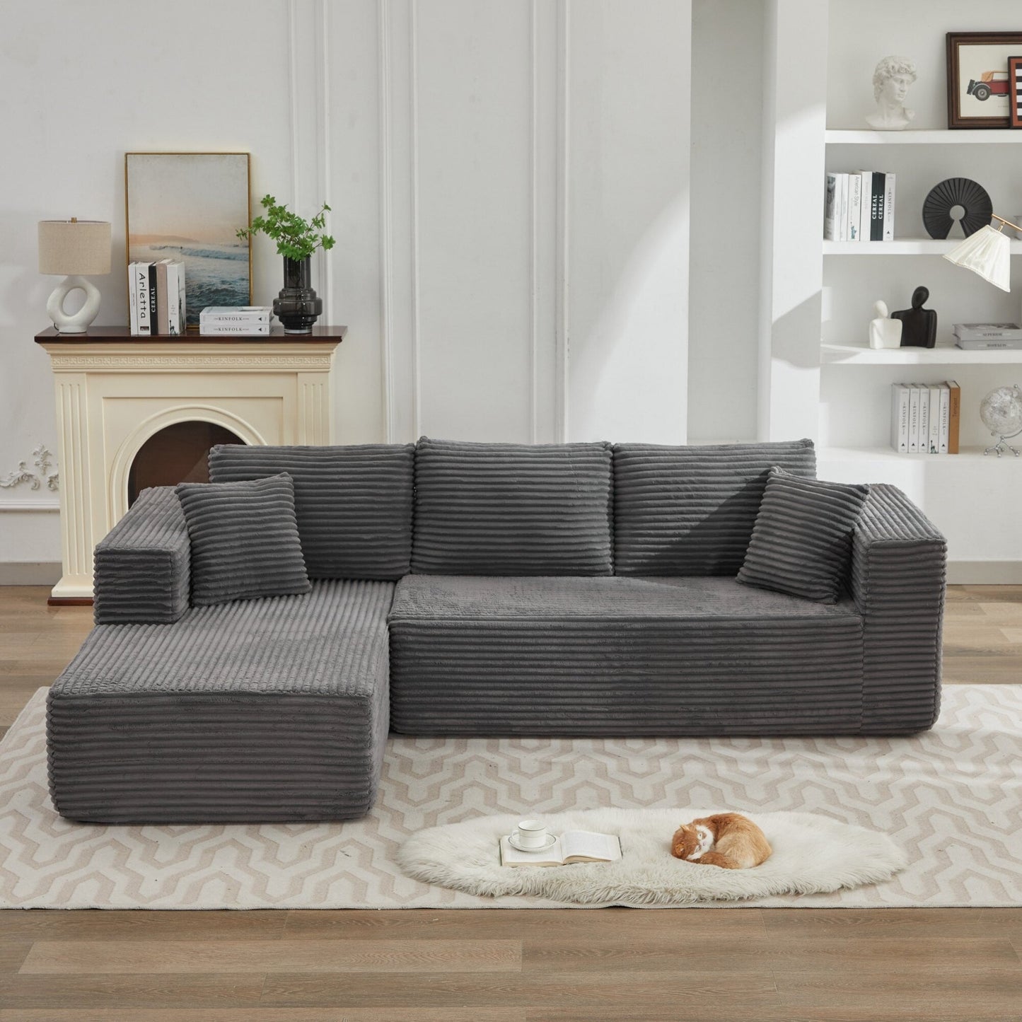 106 Cloud Sectional Couch L-Shape With Left Facing Chaise,Deep Seat Modern Modular Sofa For Living Room,No Assembly Required