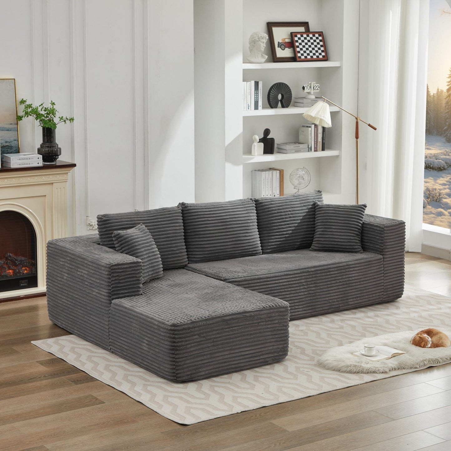 106 Cloud Sectional Couch L-Shape With Left Facing Chaise,Deep Seat Modern Modular Sofa For Living Room,No Assembly Required
