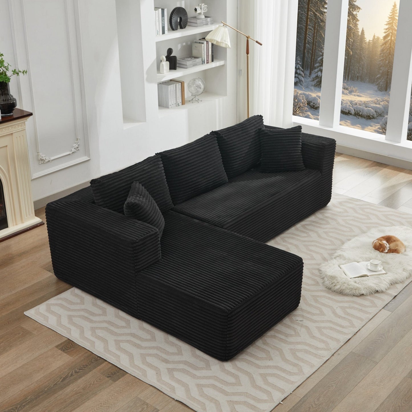 106 Cloud Sectional Couch L-Shape With Left Facing Chaise,Deep Seat Modern Modular Sofa For Living Room,No Assembly Required