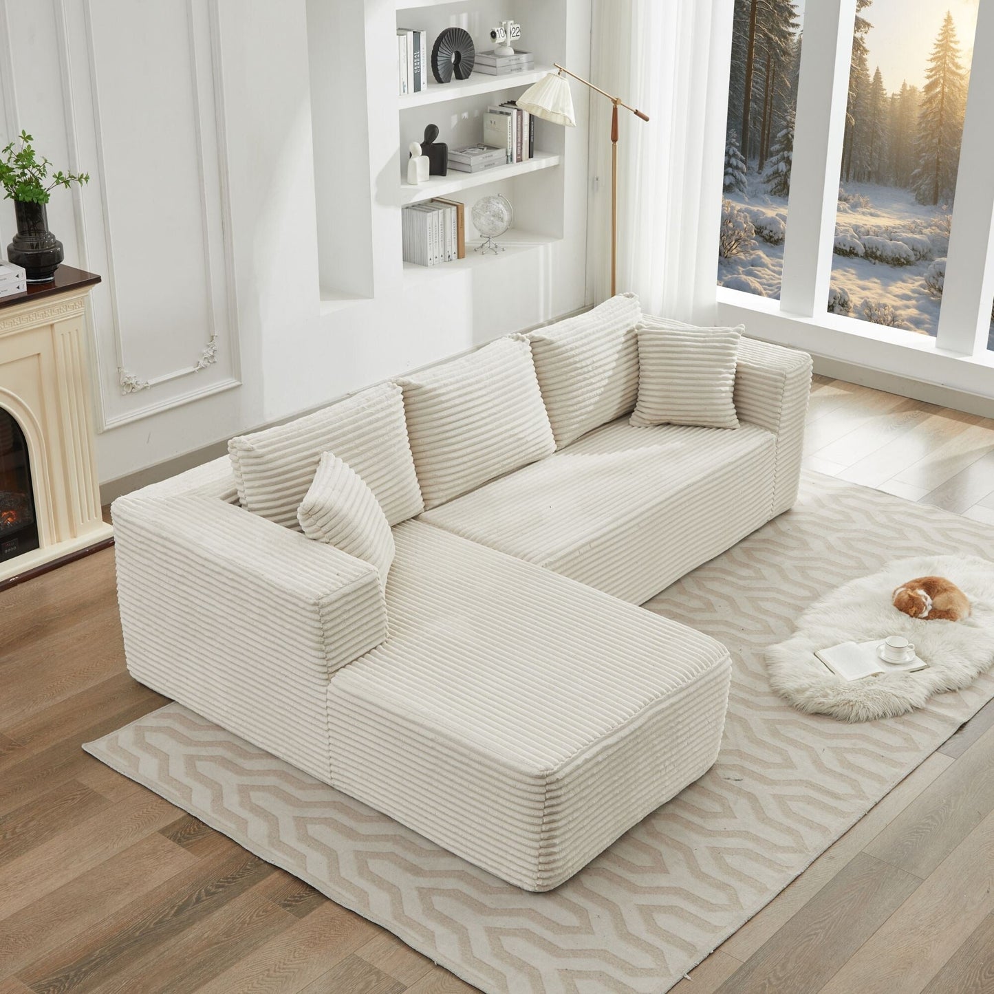 106 Cloud Sectional Couch L-Shape With Left Facing Chaise,Deep Seat Modern Modular Sofa For Living Room,No Assembly Required