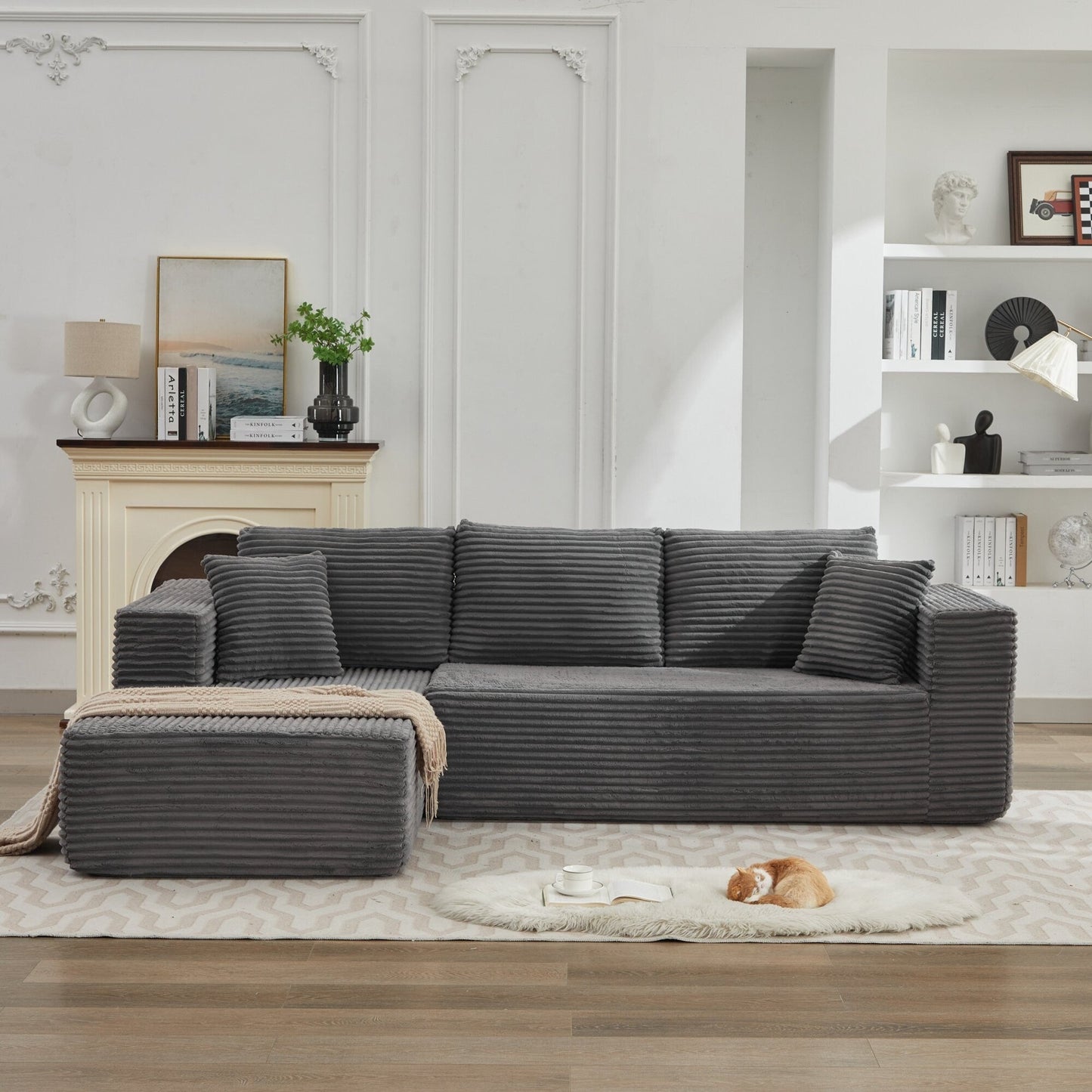106 Cloud Sectional Couch L-Shape With Left Facing Chaise,Deep Seat Modern Modular Sofa For Living Room,No Assembly Required