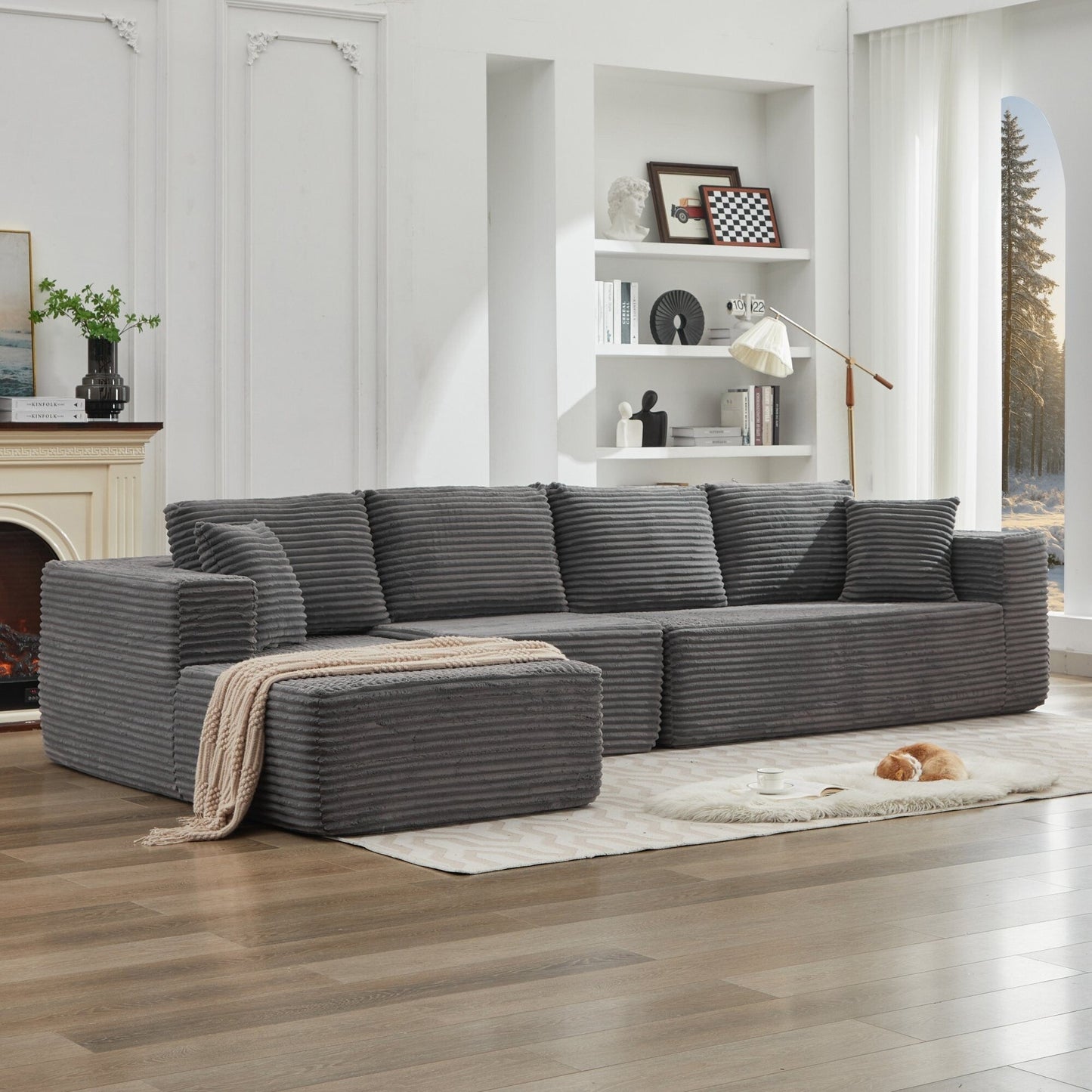 106 Cloud Sectional Couch L-Shape With Left Facing Chaise,Deep Seat Modern Modular Sofa For Living Room,No Assembly Required