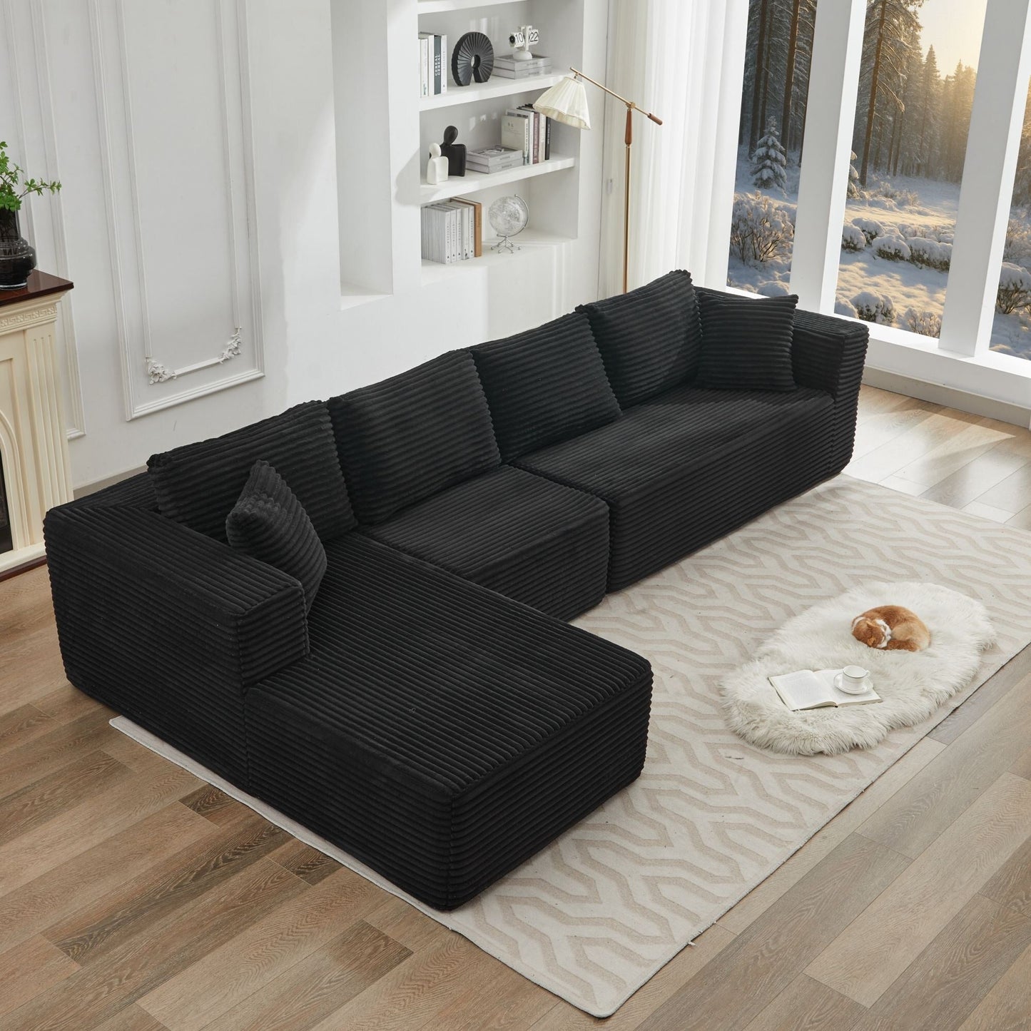 106 Cloud Sectional Couch L-Shape With Left Facing Chaise,Deep Seat Modern Modular Sofa For Living Room,No Assembly Required