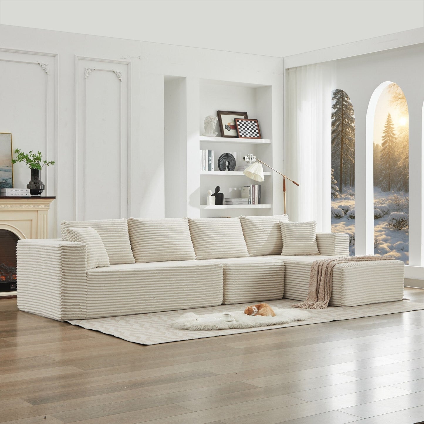 106 Cloud Sectional Couch L-Shape With Right Facing Chaise,Deep Seat Modern Modular Sofa For Living Room,No Assembly Required
