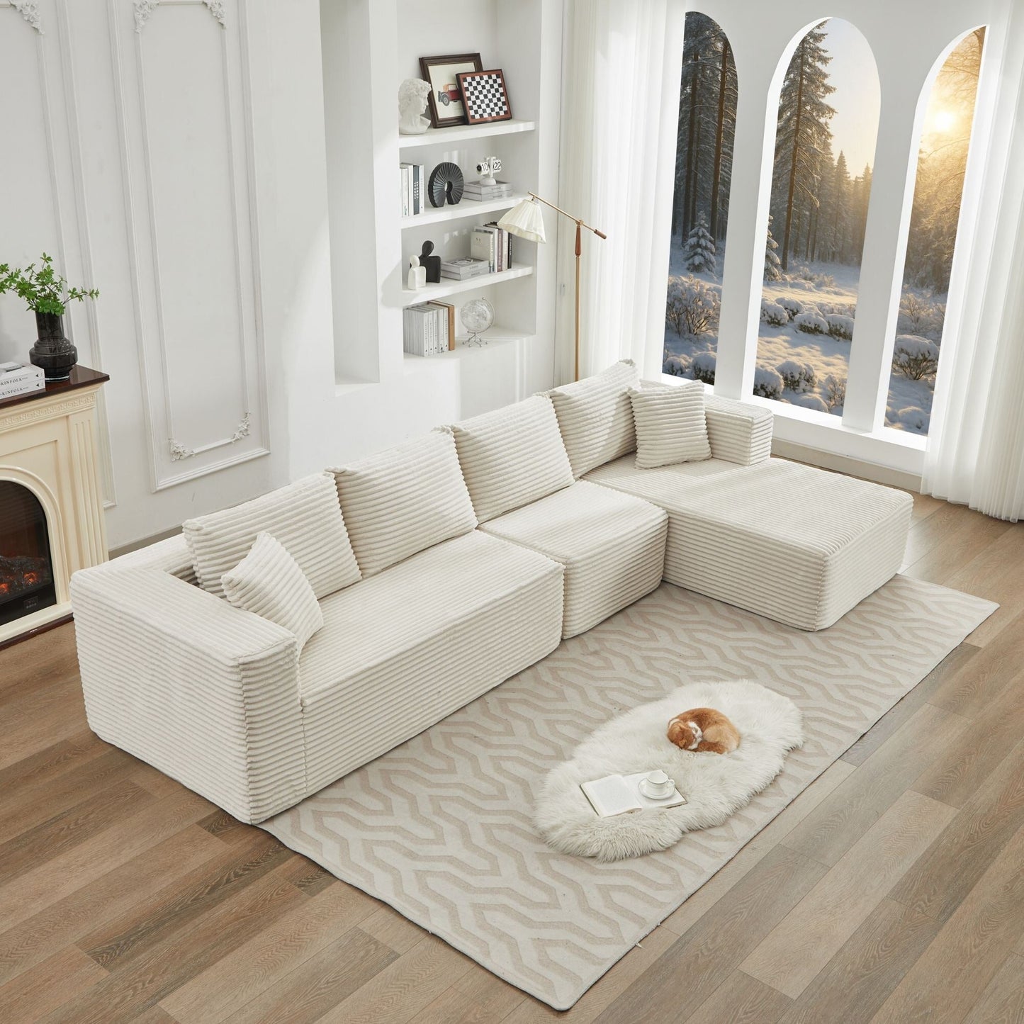 106 Cloud Sectional Couch L-Shape With Right Facing Chaise,Deep Seat Modern Modular Sofa For Living Room,No Assembly Required