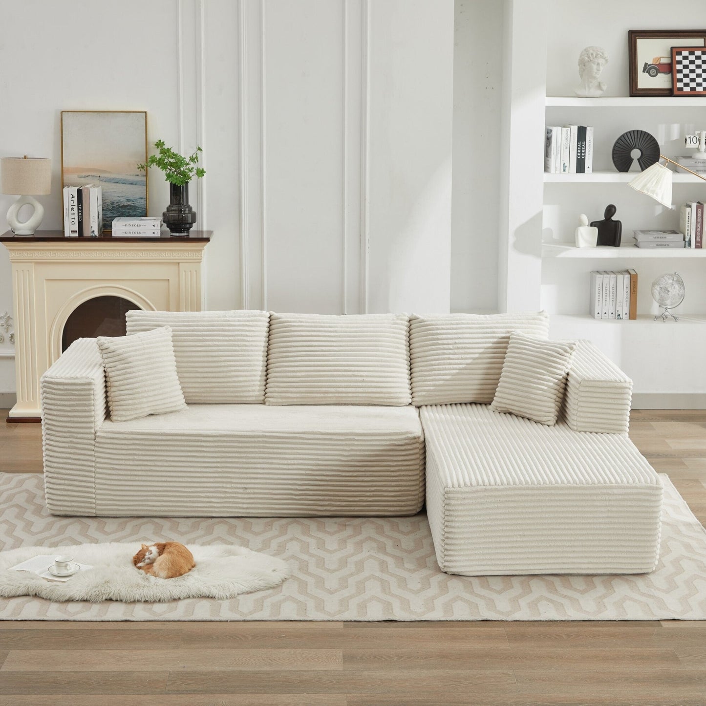 106 Cloud Sectional Couch L-Shape With Right Facing Chaise,Deep Seat Modern Modular Sofa For Living Room,No Assembly Required