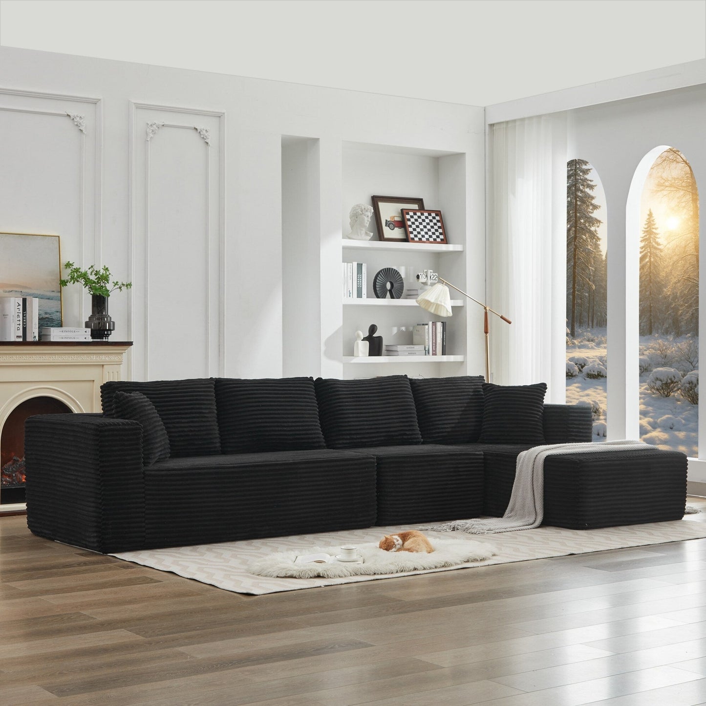 106 Cloud Sectional Couch L-Shape With Right Facing Chaise,Deep Seat Modern Modular Sofa For Living Room,No Assembly Required