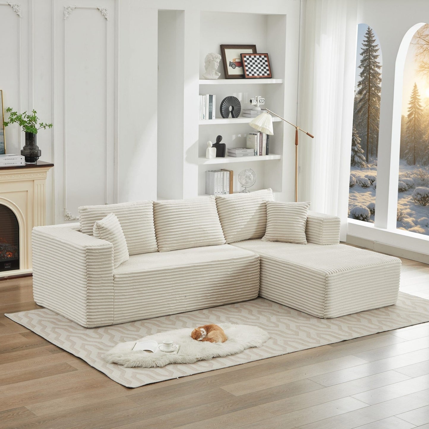 106 Cloud Sectional Couch L-Shape With Right Facing Chaise,Deep Seat Modern Modular Sofa For Living Room,No Assembly Required