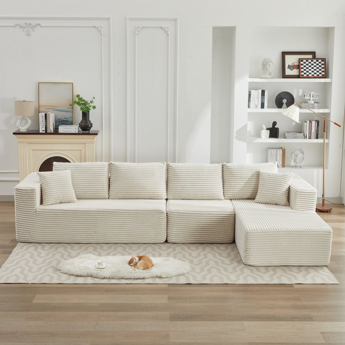 106 Cloud Sectional Couch L-Shape With Right Facing Chaise,Deep Seat Modern Modular Sofa For Living Room,No Assembly Required