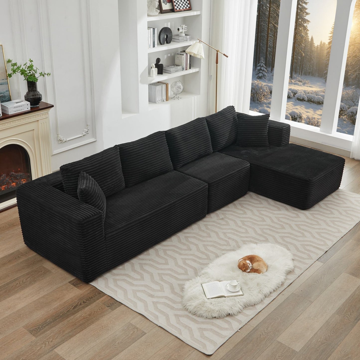 106 Cloud Sectional Couch L-Shape With Right Facing Chaise,Deep Seat Modern Modular Sofa For Living Room,No Assembly Required