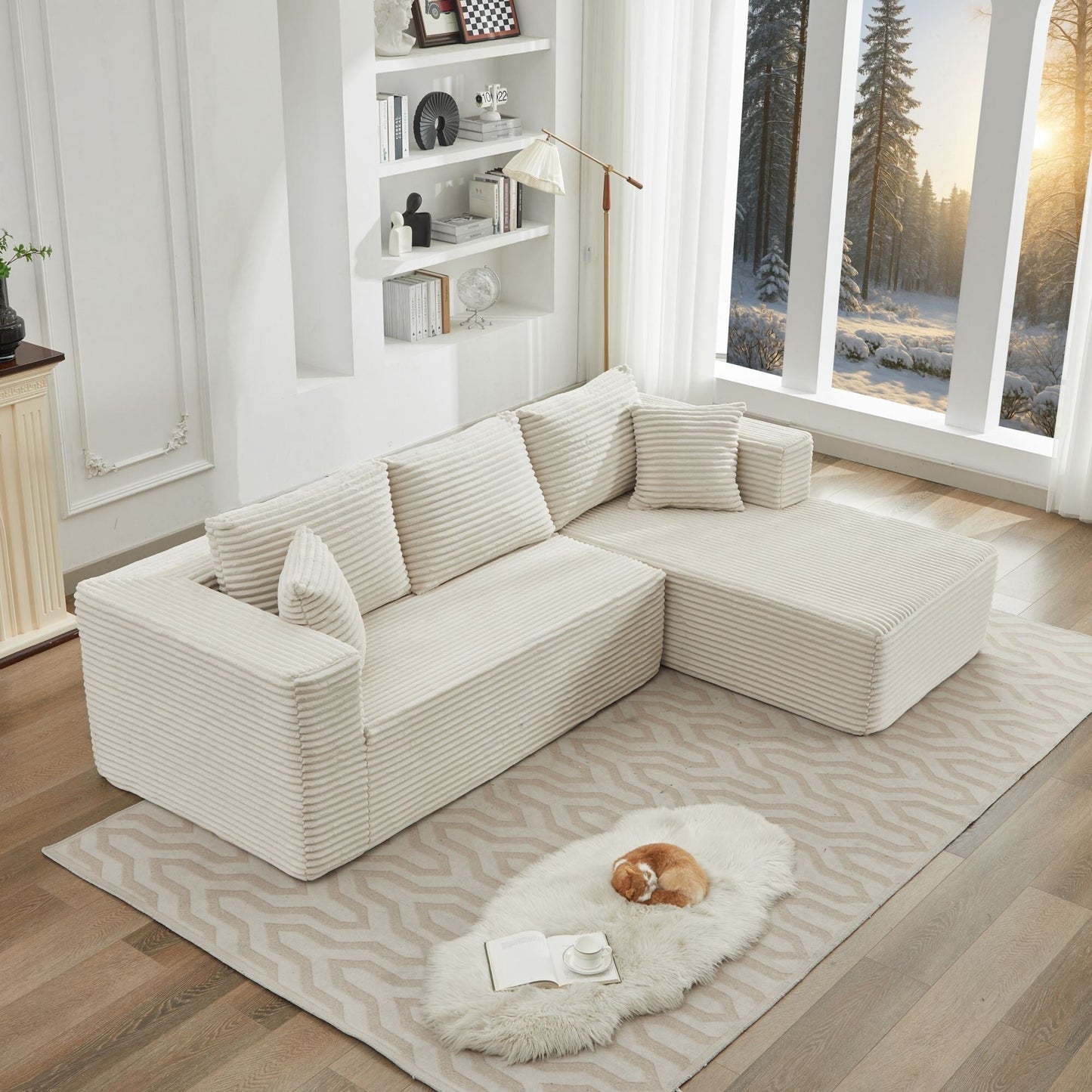 106 Cloud Sectional Couch L-Shape With Right Facing Chaise,Deep Seat Modern Modular Sofa For Living Room,No Assembly Required
