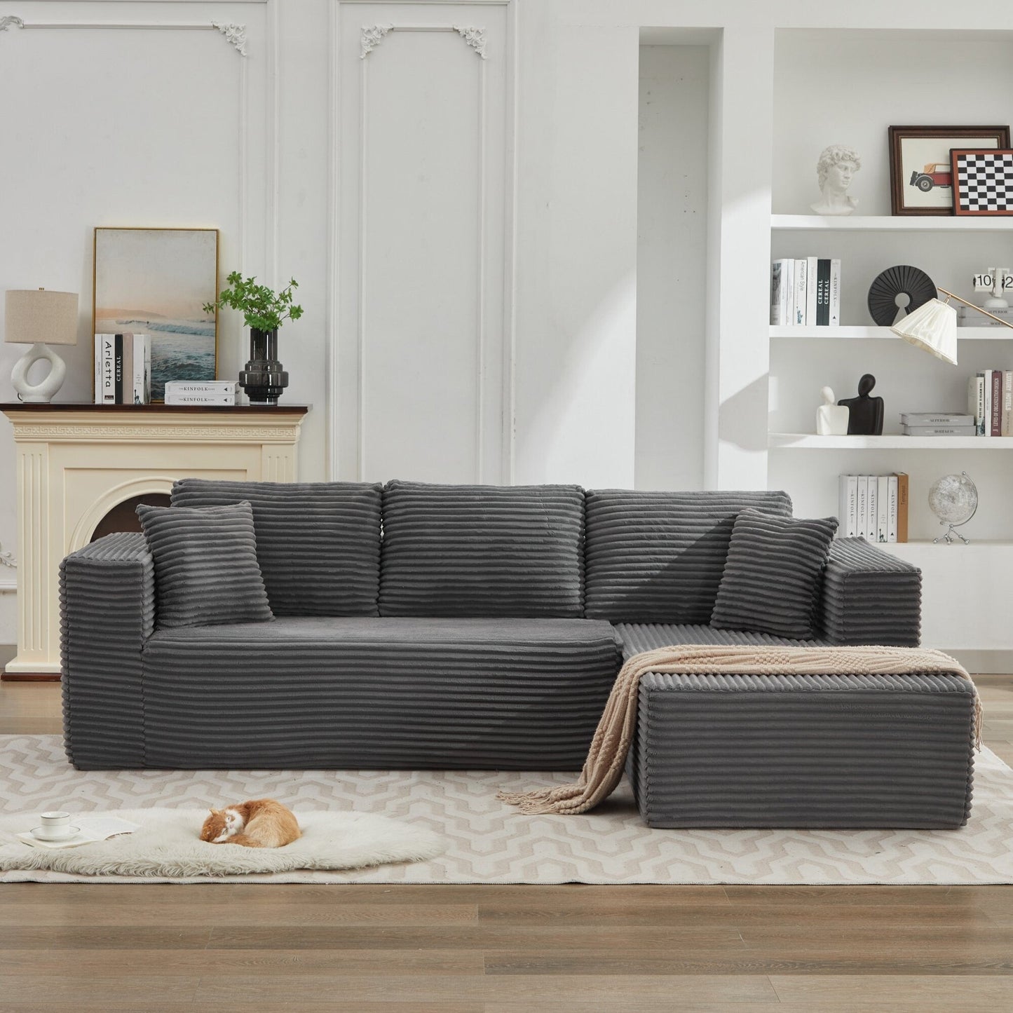 106 Cloud Sectional Couch L-Shape With Right Facing Chaise,Deep Seat Modern Modular Sofa For Living Room,No Assembly Required