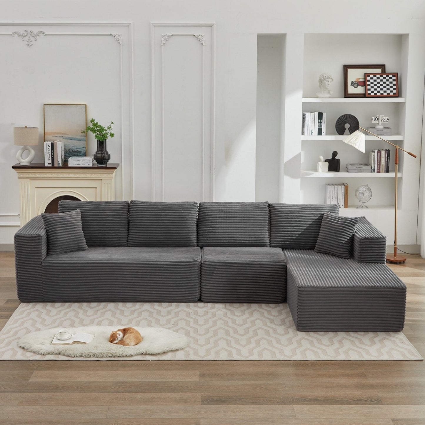 106 Cloud Sectional Couch L-Shape With Right Facing Chaise,Deep Seat Modern Modular Sofa For Living Room,No Assembly Required