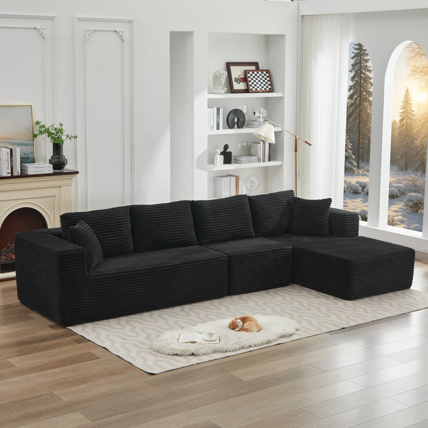 106 Cloud Sectional Couch L-Shape With Right Facing Chaise,Deep Seat Modern Modular Sofa For Living Room,No Assembly Required