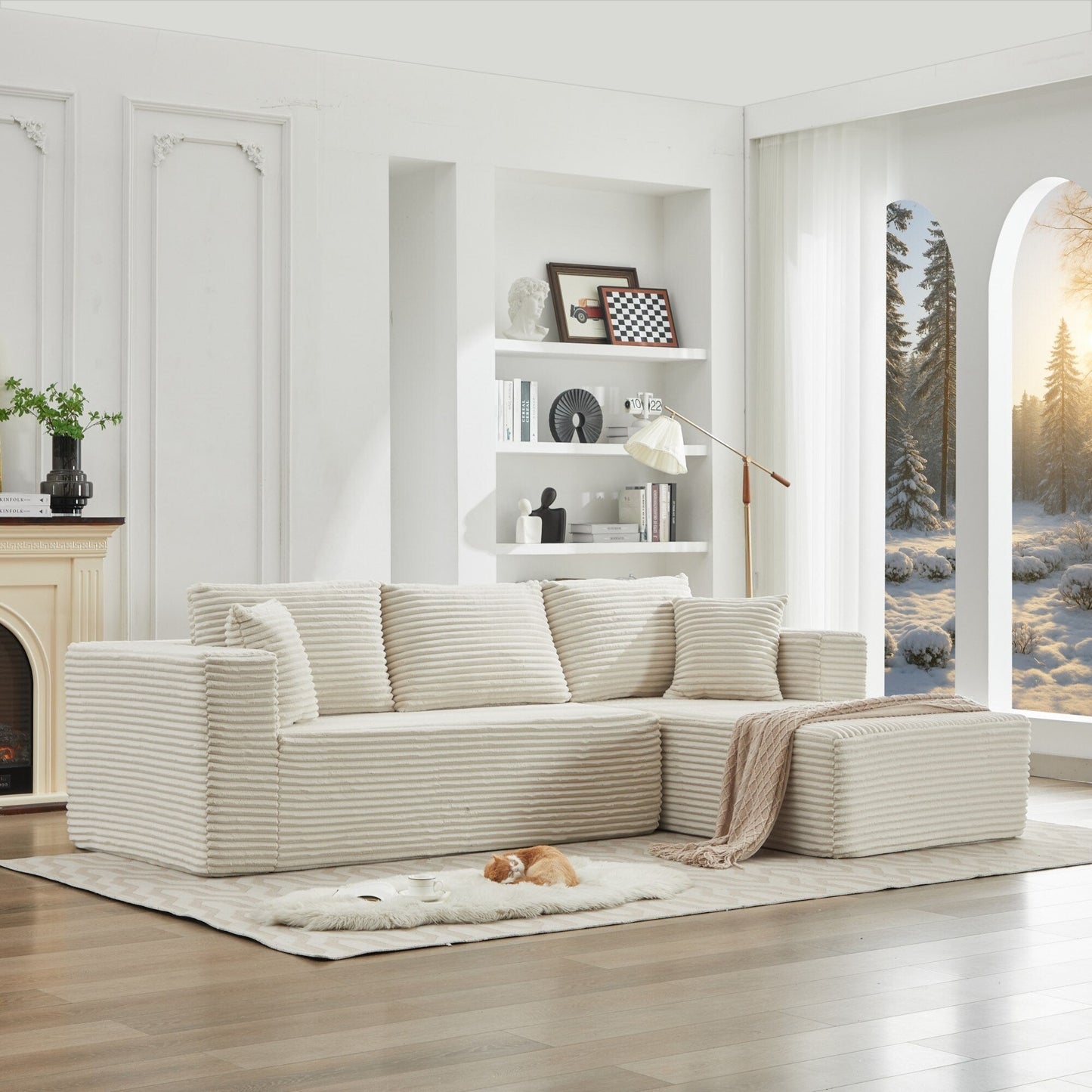 106 Cloud Sectional Couch L-Shape With Right Facing Chaise,Deep Seat Modern Modular Sofa For Living Room,No Assembly Required