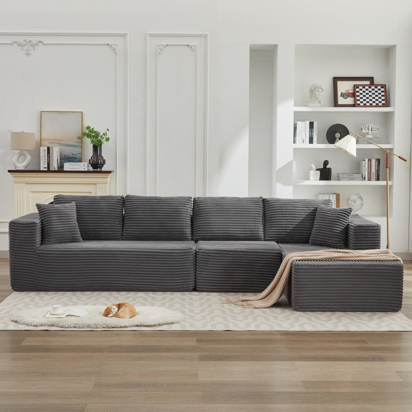 106 Cloud Sectional Couch L-Shape With Right Facing Chaise,Deep Seat Modern Modular Sofa For Living Room,No Assembly Required