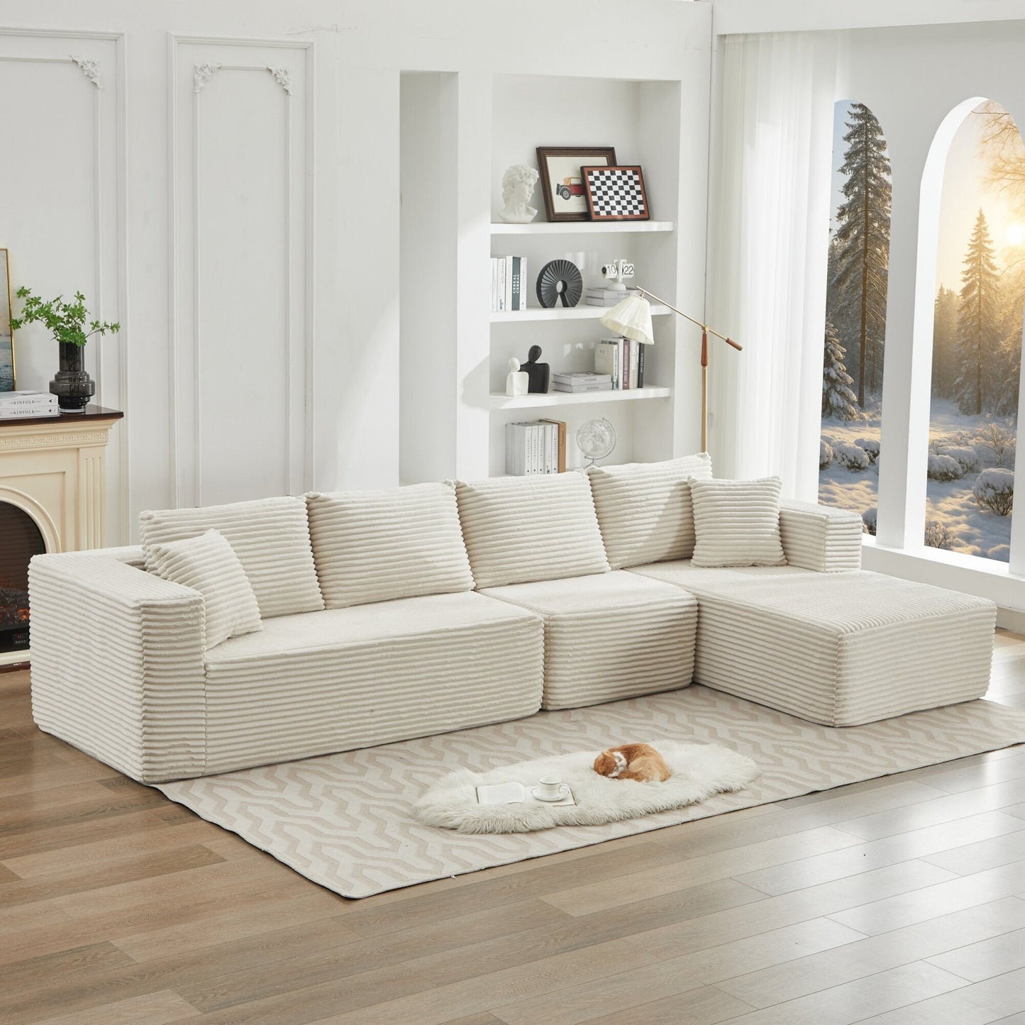106 Cloud Sectional Couch L-Shape With Right Facing Chaise,Deep Seat Modern Modular Sofa For Living Room,No Assembly Required