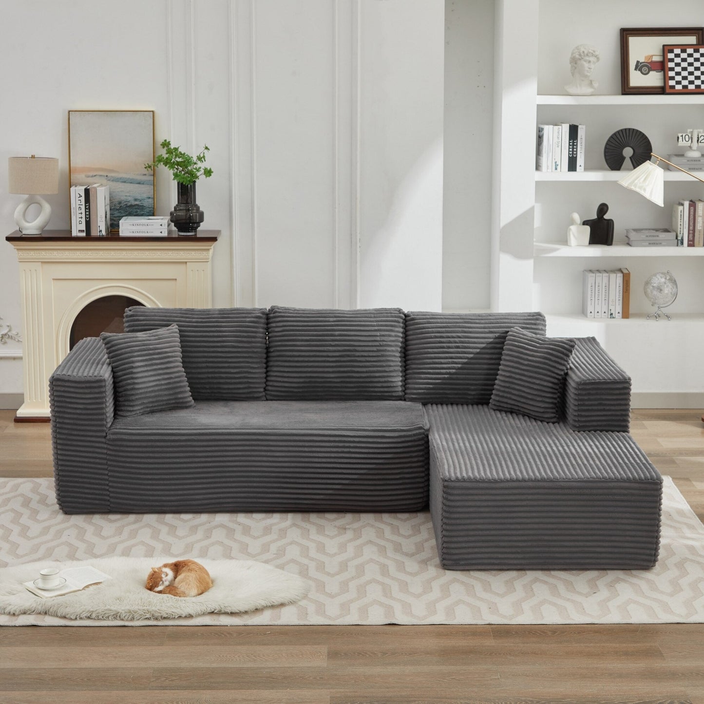 106 Cloud Sectional Couch L-Shape With Right Facing Chaise,Deep Seat Modern Modular Sofa For Living Room,No Assembly Required
